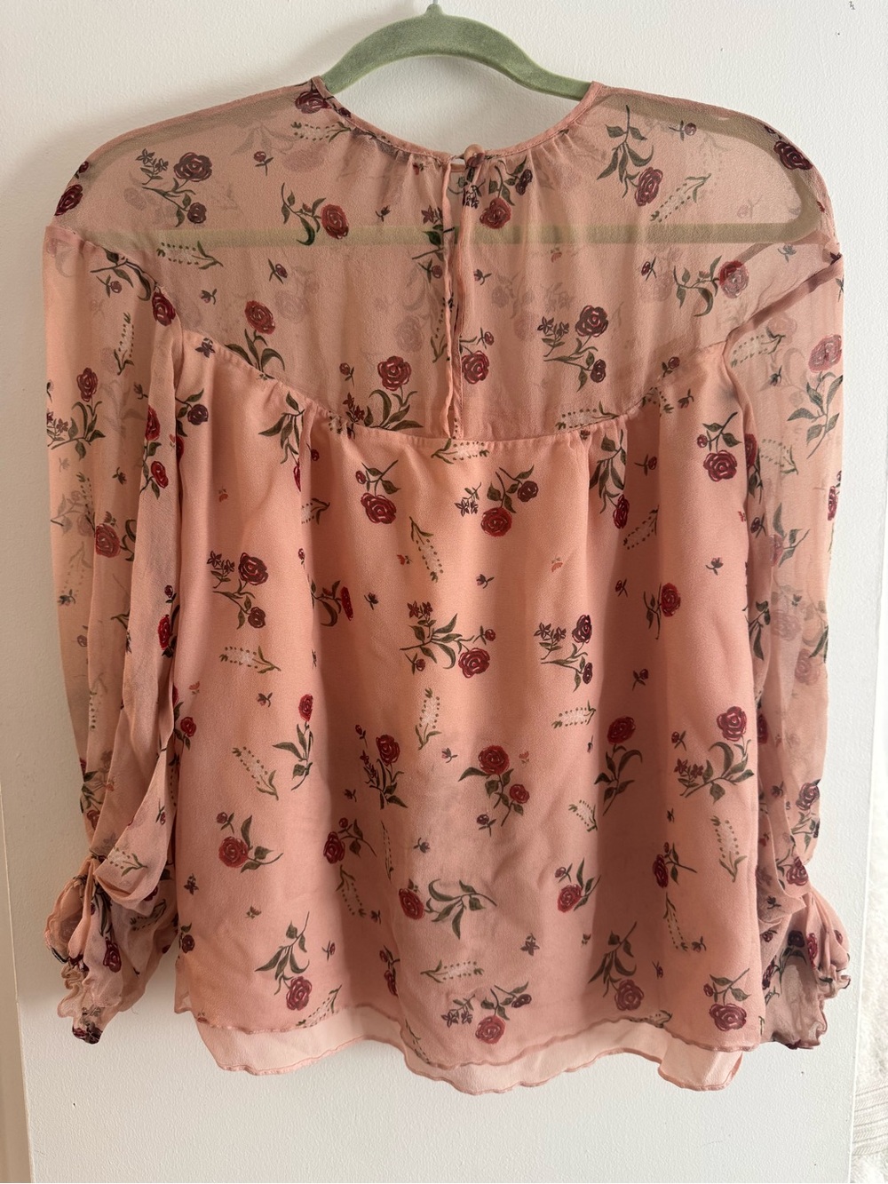 Emilia Wickstead Blush Pink Rose-Print Sheer Blouse